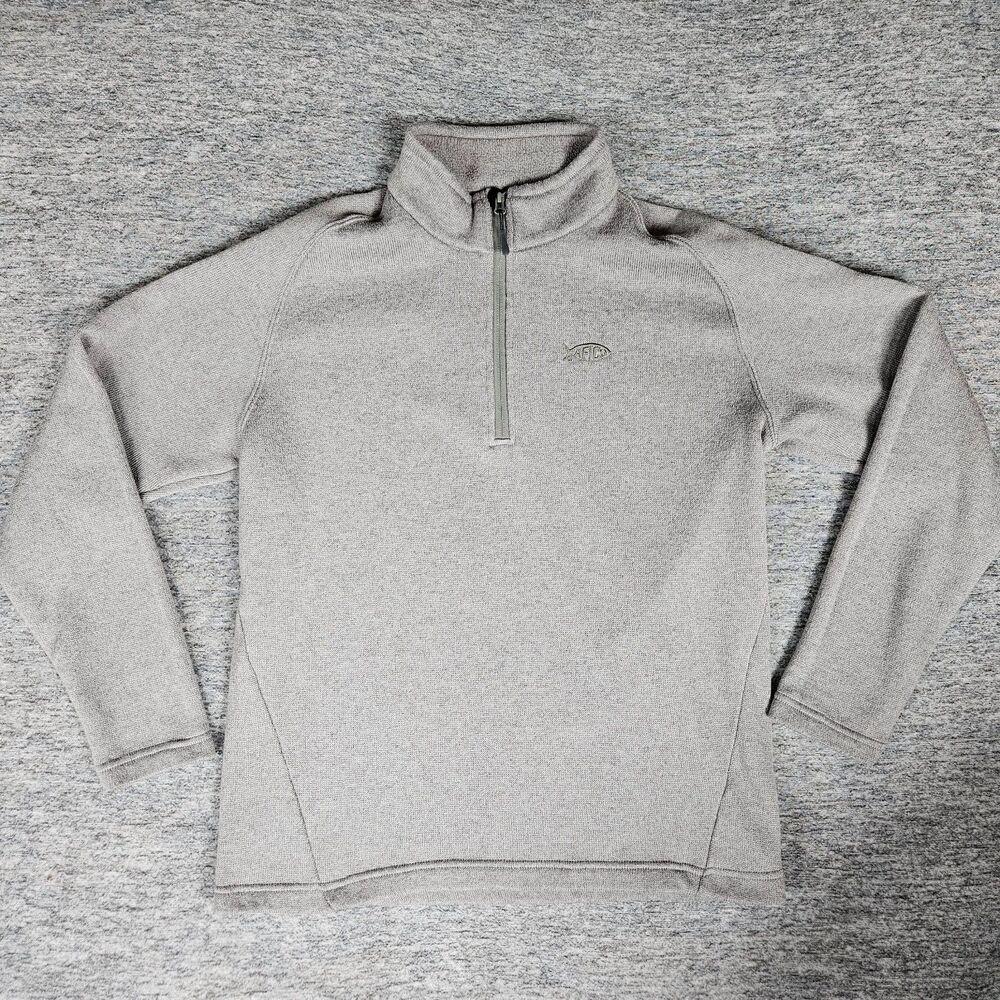AFTCO Men's XL Light Green Quarter Zip Fleece Pullover Fishing Jacket Aftech EUC